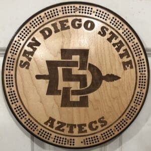 San Diego State Aztecs Cribbage Board | 3-Track, 120-Point Round Game with Pegs & Cards