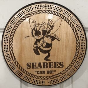 US SeaBees 2 Cribbage Board | 3-Track, 120-Point Round Game with Pegs & Cards