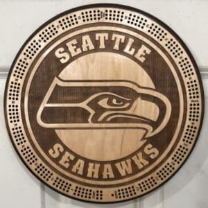 Seattle Seahawks Cribbage Board | 3-Track, 120-Point Round Game with Pegs & Cards