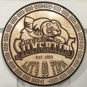 Everett Silvertips Cribbage Board | 3-Track, 120-Point Round Game with Pegs & Cards