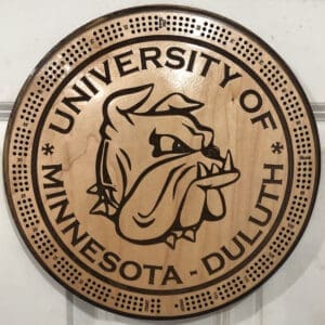 UofM Duluth Cribbage Board | 3-Track, 120-Point Round Game with Pegs & Cards
