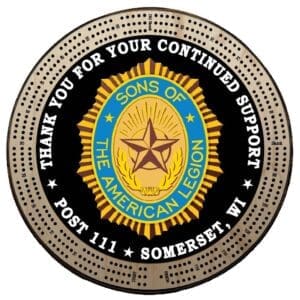 Sons (SAL) | Printed | C4: "Thank You", Post #, City, State | Cribbage Board